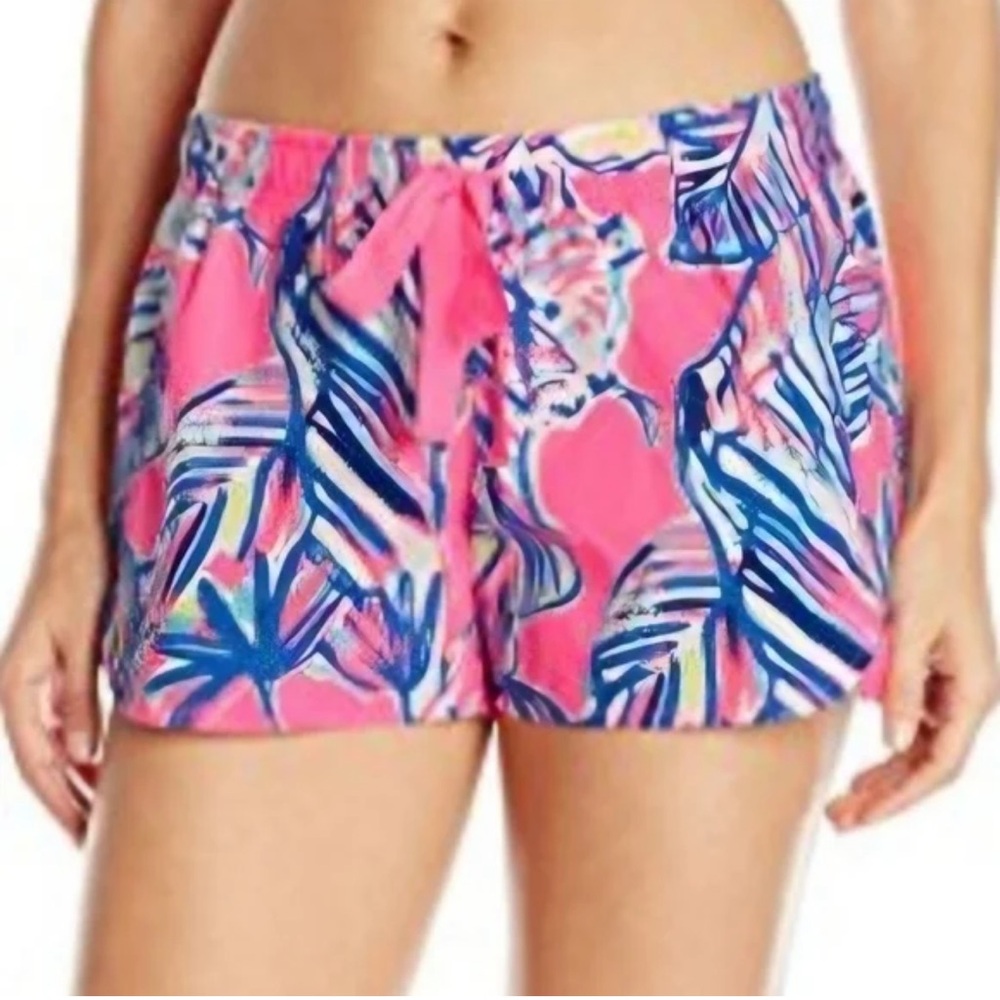 Lilly Pulitzer Pajama PJ Shorts 3" Cotton Tie Waist Tiki Pink‎ Cabana small